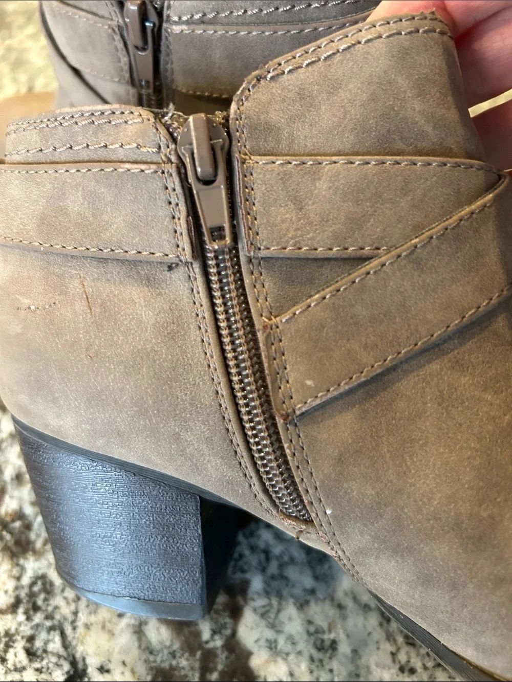 Indigo Rd Taupe Strap Ankle Booties with Decorative Buckles 6